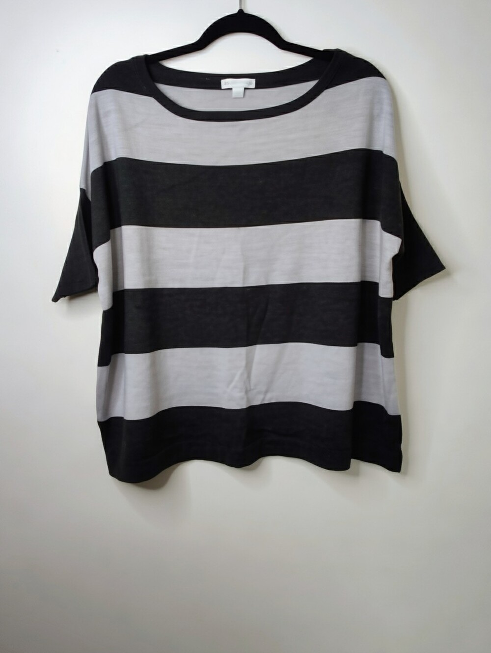 New York & Company Striped Sweater Classic black and gray striped lightweight - Picture 1 of 4